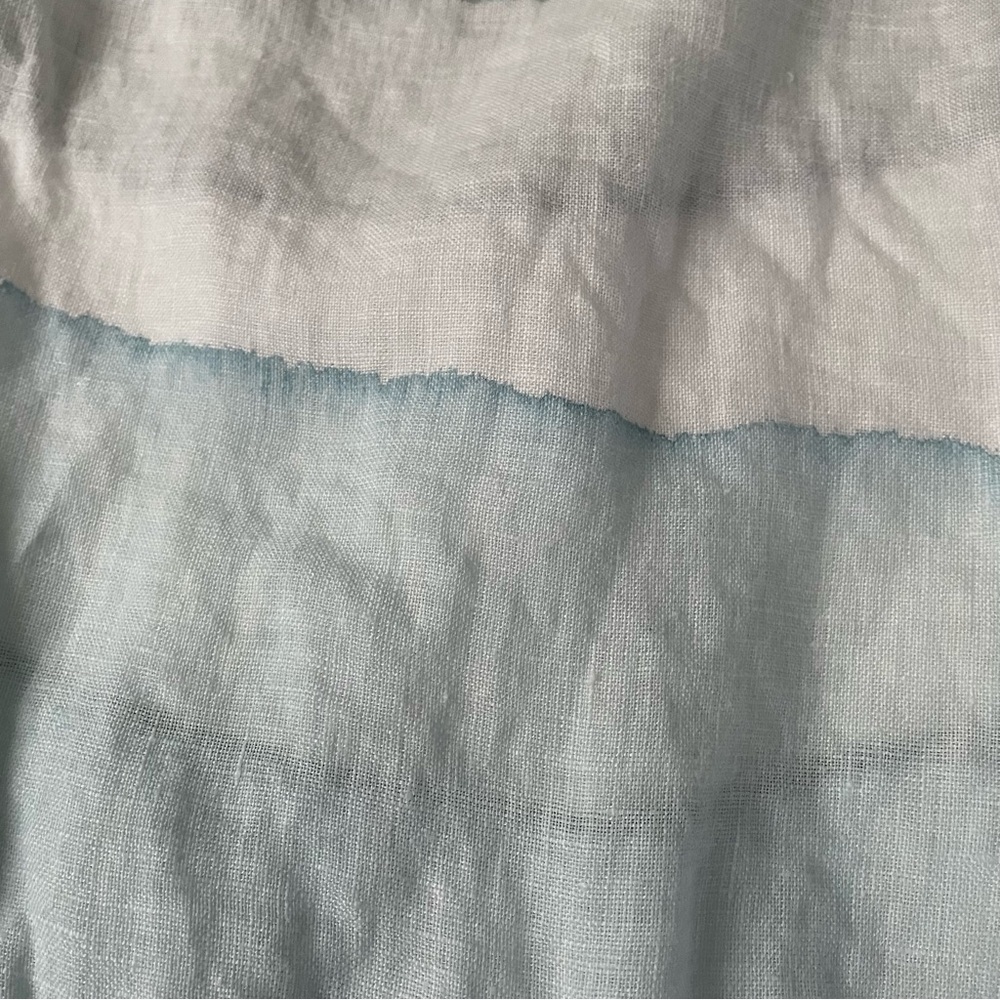 belle france LARGE short sleeve Blue green 100% linen tie dye blouse top Italy - Picture 8 of 8